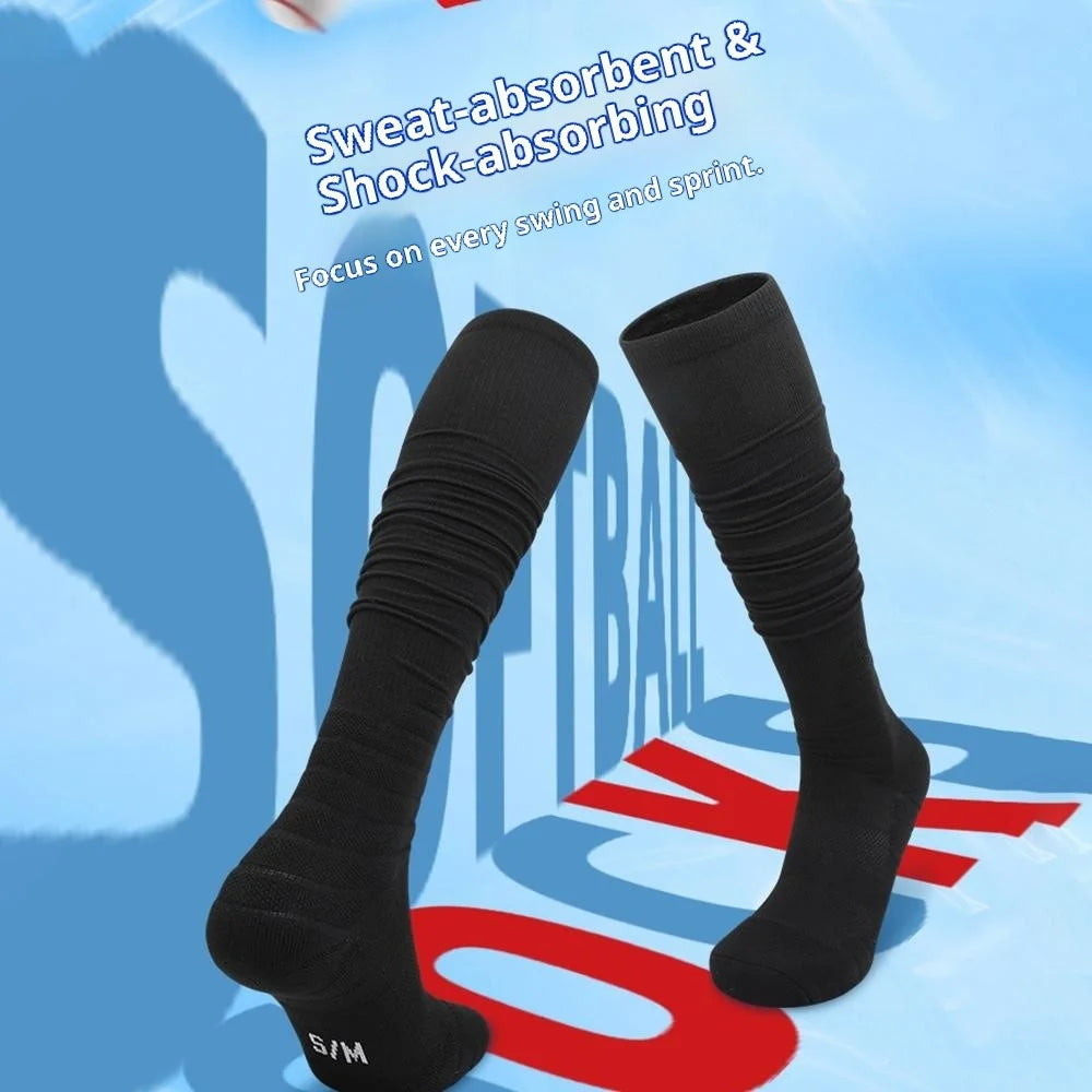 PORFIN Size S / M Moisture Wicking Hockey Socks Non-Slip High Tube Athletic Socks, for Shoe Size 28-38 - Black - 2