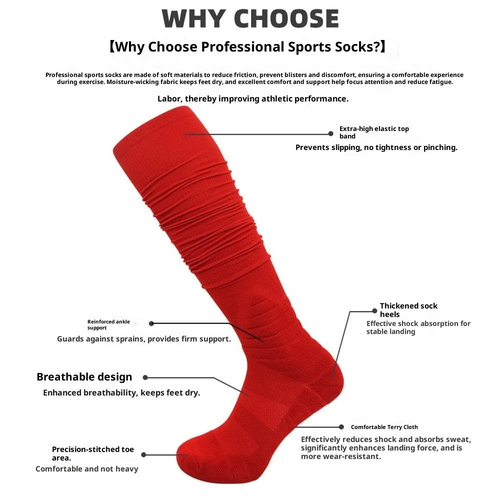 PORFIN Size S / M Moisture Wicking Hockey Socks Non-Slip High Tube Athletic Socks, for Shoe Size 28-38 - Black - 3