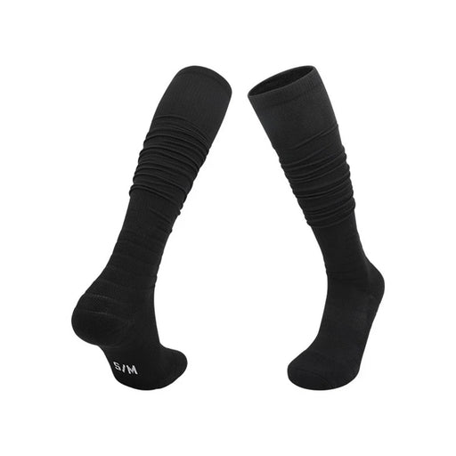 PORFIN Size L / XL Moisture Wicking Hockey Socks Non-Slip High Tube Athletic Socks, for Shoe Size 39-50 - Black - 1