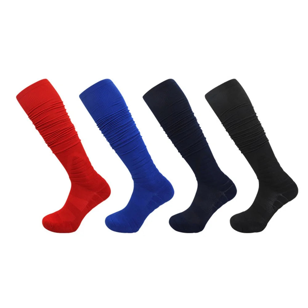 PORFIN Size L / XL Moisture Wicking Hockey Socks Non-Slip High Tube Athletic Socks, for Shoe Size 39-50 - Black - 5