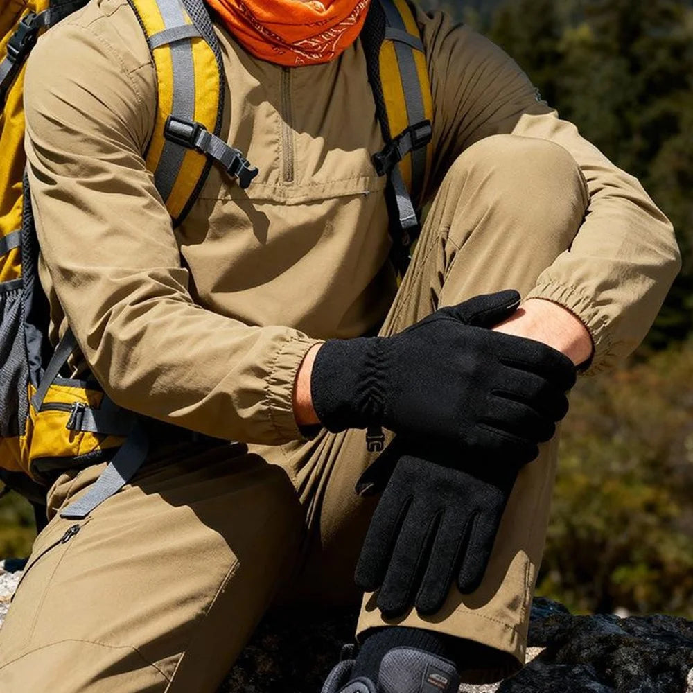 DB80 Outdoor Thermal Fleece Anti Slip Gloves Windproof Winter Touchscreen Mittens for Hiking Cycling - Green M - 5