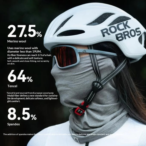 ROCKBROS 11250013 YDWB005 11250013001 Tencel Wool Neck Gaiter Face Mask Tube Scarf Windproof Balaclava for Cycling Hiking Outdoor Sports - Light Gray - 2