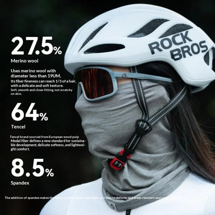 ROCKBROS 11250013 YDWB005 11250013001 Tencel Wool Neck Gaiter Face Mask Tube Scarf Windproof Balaclava for Cycling Hiking Outdoor Sports - Light Gray - 2