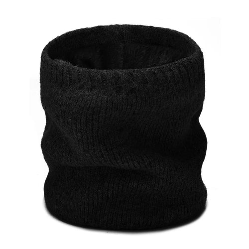 Winter Neck Warmer Fleece Lined Thick Insulated Scarf  /  Soft Knitted Neckwear Thermal Protection for Outdoor - Black - 1