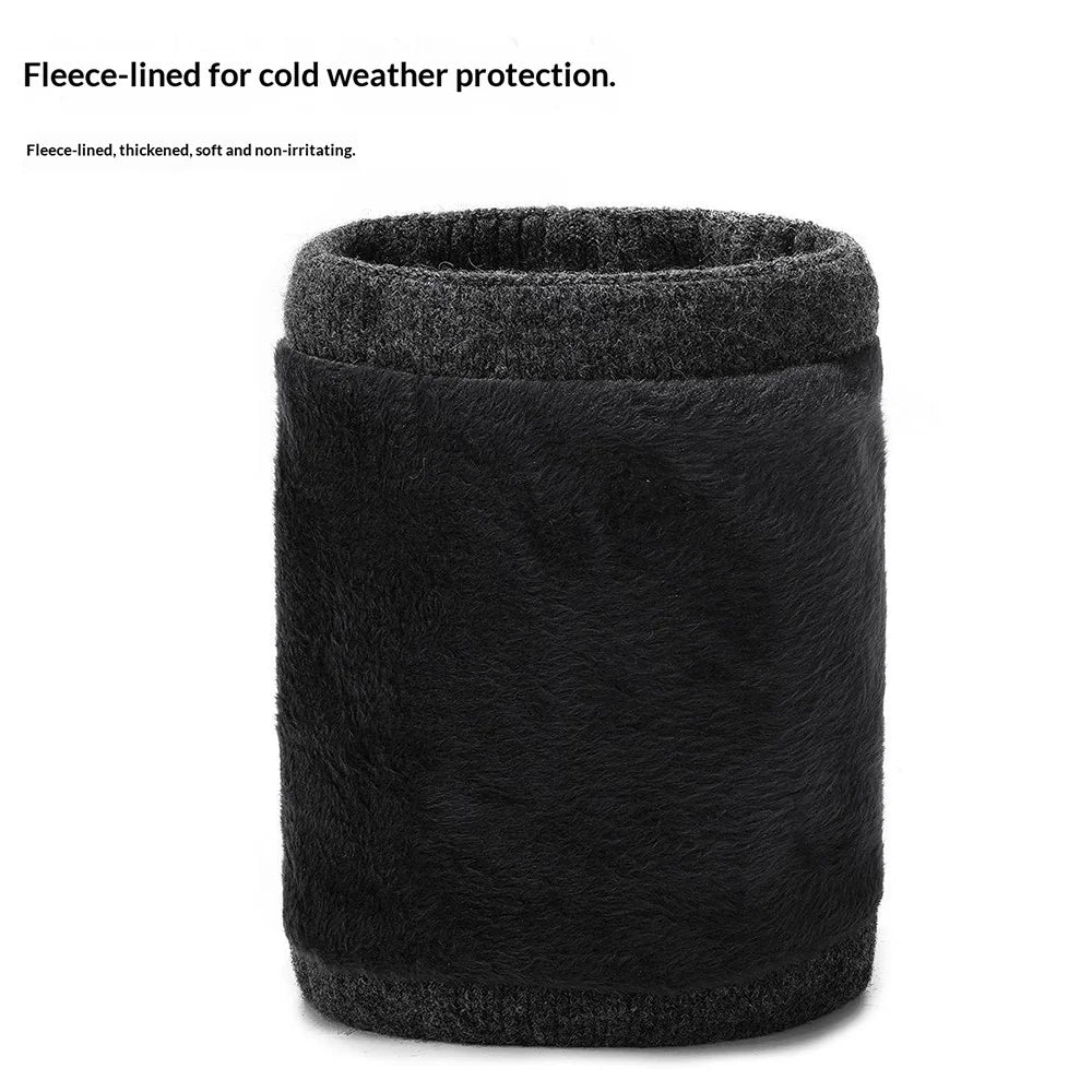 Winter Neck Warmer Fleece Lined Thick Insulated Scarf  /  Soft Knitted Neckwear Thermal Protection for Outdoor - Black - 3