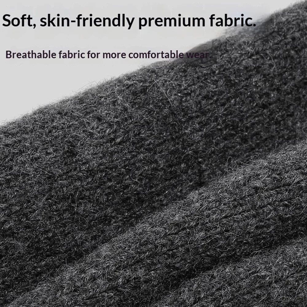 Winter Neck Warmer Fleece Lined Thick Insulated Scarf  /  Soft Knitted Neckwear Thermal Protection for Outdoor - Black - 4