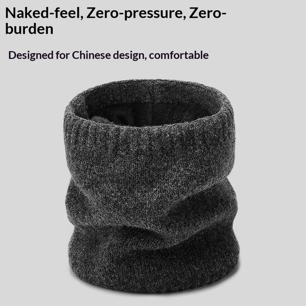 Winter Neck Warmer Fleece Lined Thick Insulated Scarf  /  Soft Knitted Neckwear Thermal Protection for Outdoor - Black - 5