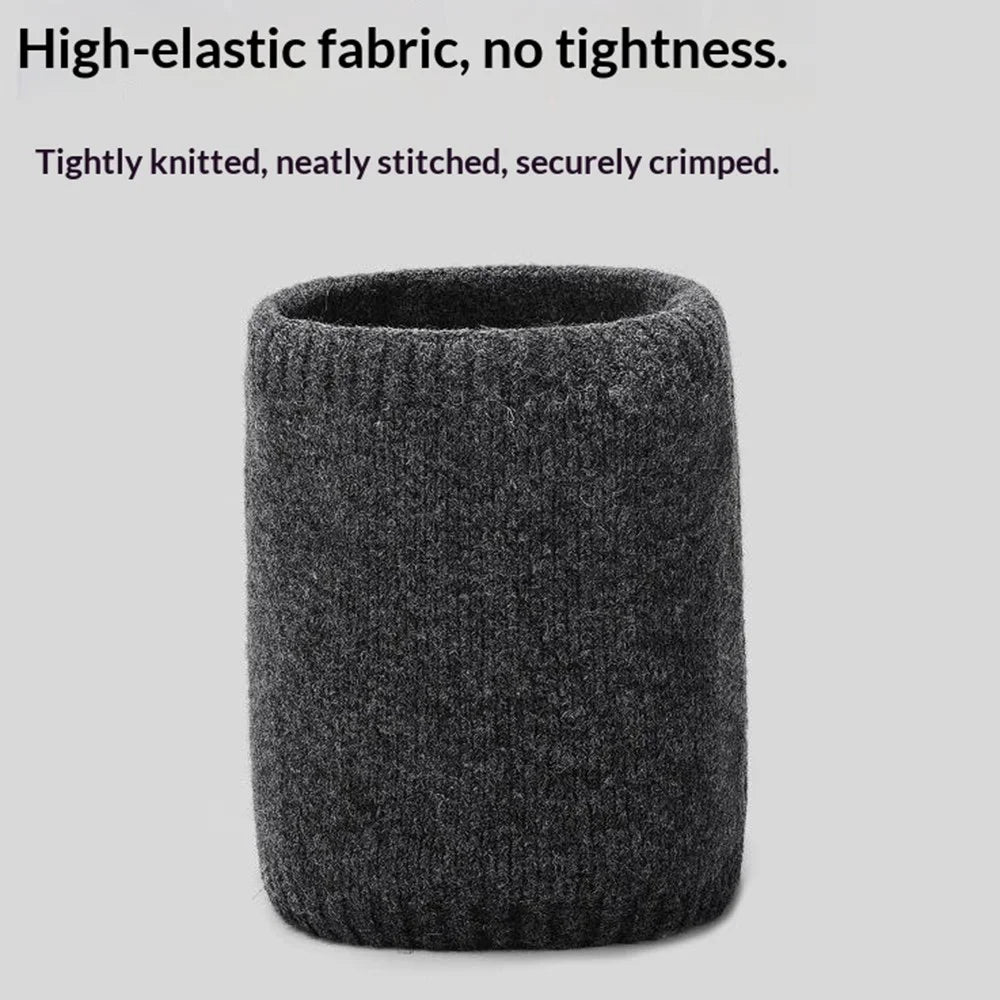 Winter Neck Warmer Fleece Lined Thick Insulated Scarf  /  Soft Knitted Neckwear Thermal Protection for Outdoor - Black - 6