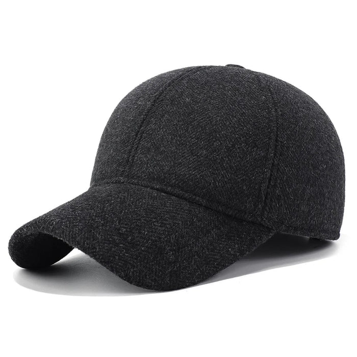 Winter Thermal Wool Baseball Cap for Middle-Aged and Elderly Peaked Hat with Foldable Earflaps - 1