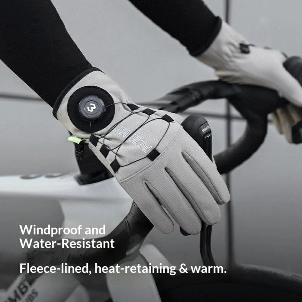 DB83 1 Pair Winter Cycling Gloves Windproof Anti Slip Fleece Warm Gloves for Motorcycle Bicycle Outdoor - L  /  Black - 2