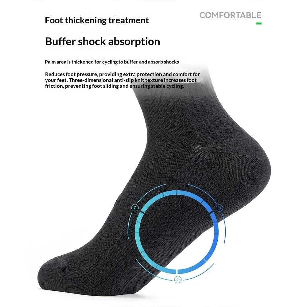ROCKBROS 1 Pair Cycling Socks Mountain Bike Socks Breathable Antibacterial Sweat Wicking Mid Calf for Outdoor Sports - Black / S / 35-38 - 5