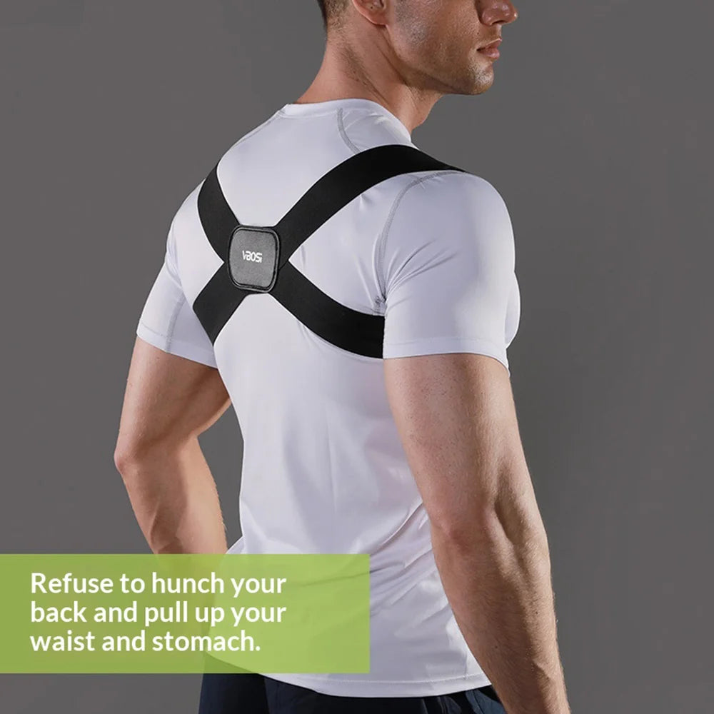VBOSI 3202V Posture Corrector Back Brace Adjustable Magic Tape Invisible X-Cross Support for Men Women - Black M - 3