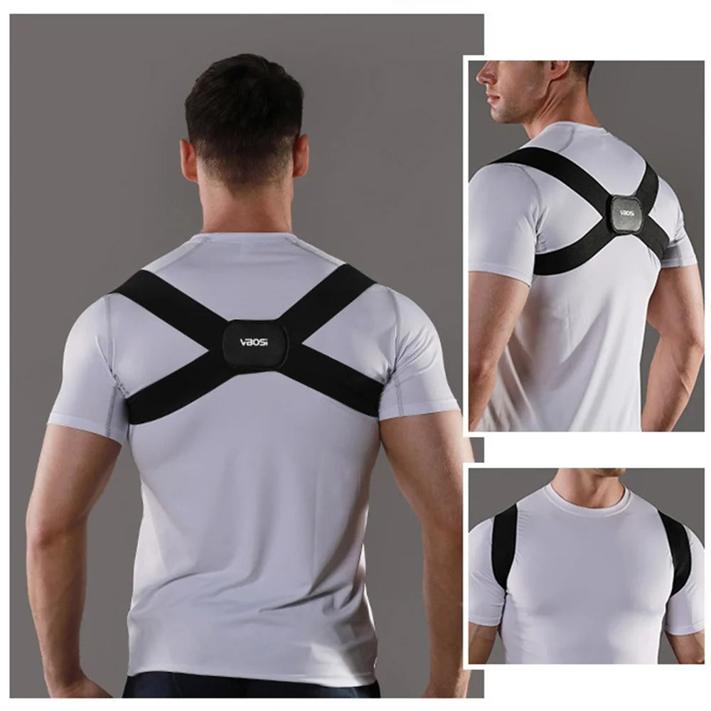 VBOSI 3202V Posture Corrector Back Brace Adjustable Magic Tape Invisible X-Cross Support for Men Women - Black M - 4