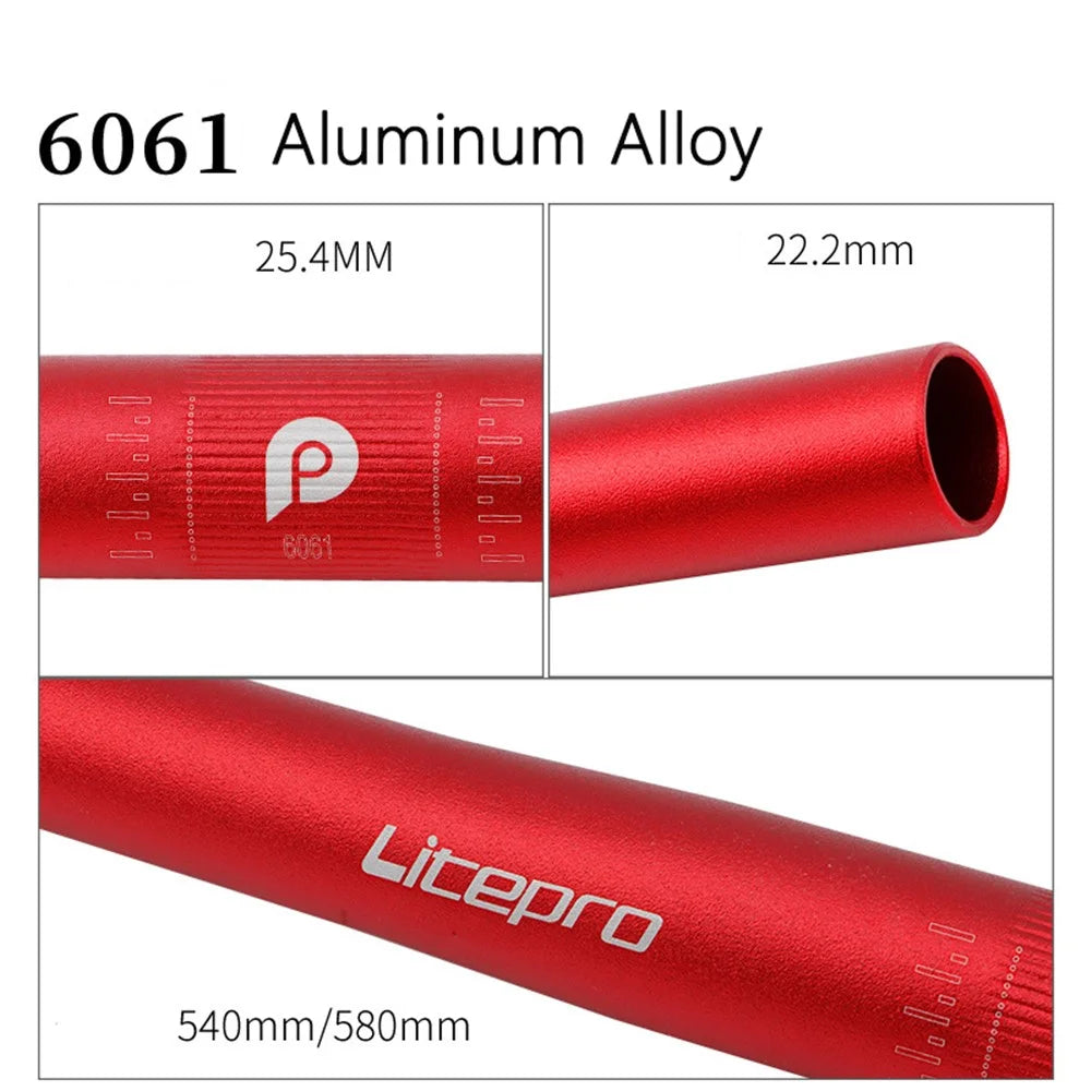 LITEPRO Monster 25.4x580mm Aluminum Alloy Bike Bicycle Ultra-light Straight Handlebar - Black - 4