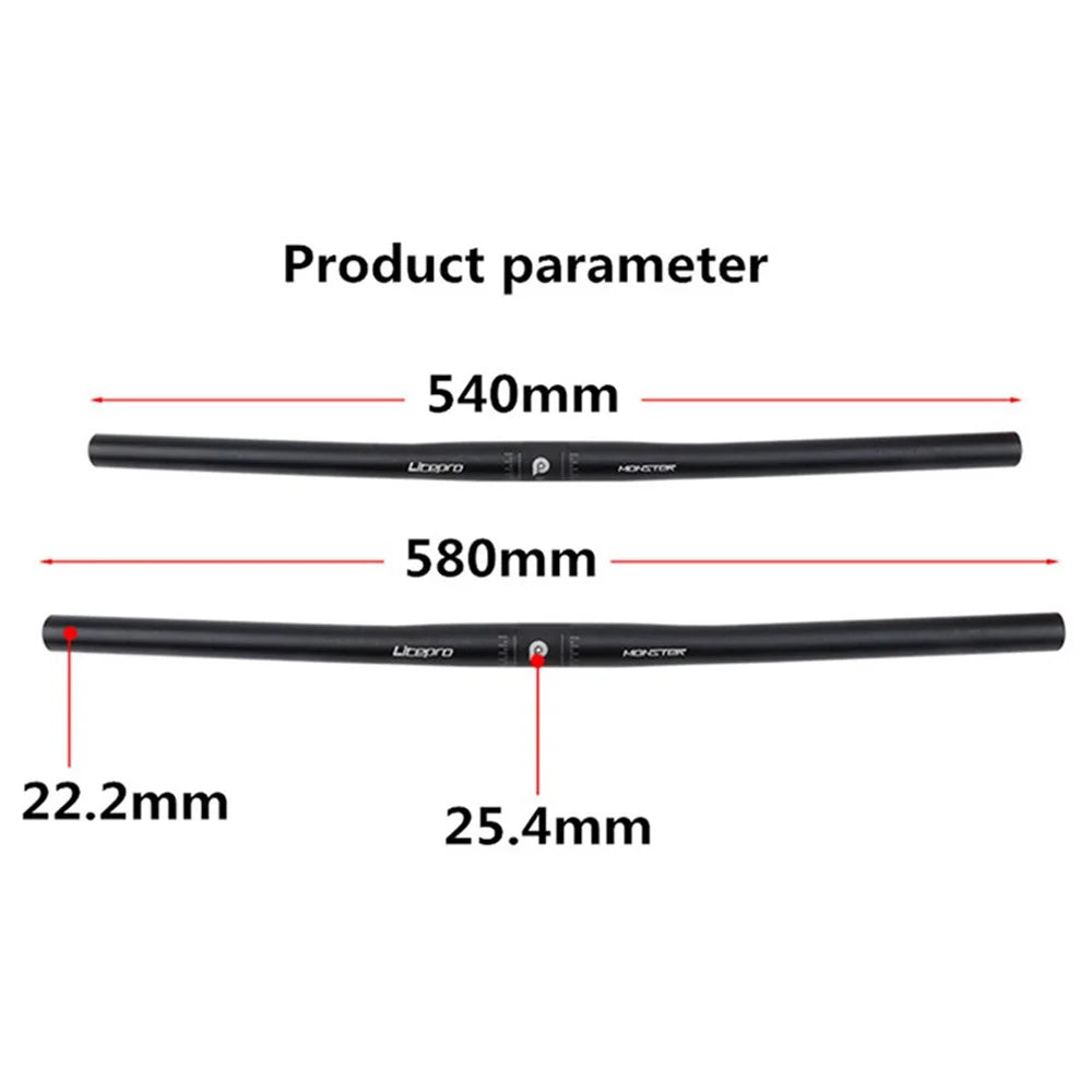 LITEPRO Monster 25.4x580mm Aluminum Alloy Bike Bicycle Ultra-light Straight Handlebar - Black - 5