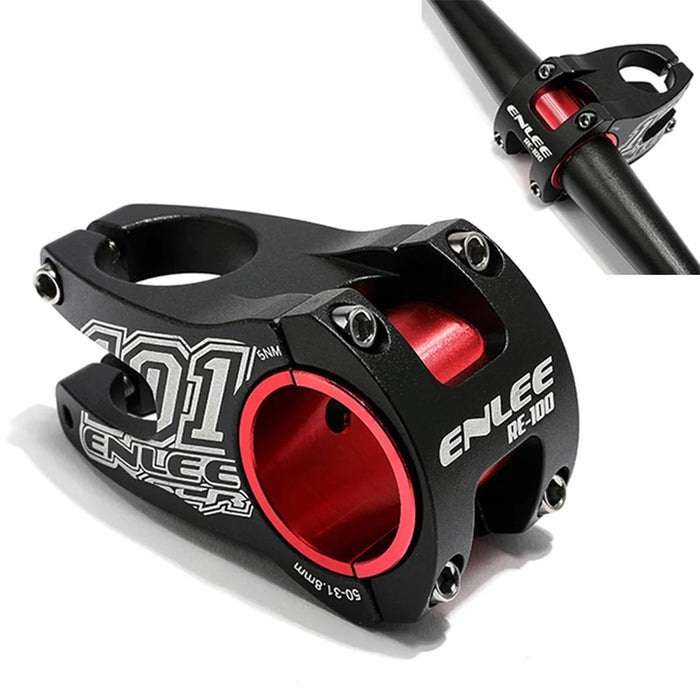 ENLEE 31.8-35 x 50mm Aluminum Alloy Bike Stem Mountain Bike Hollow MTB Bicycle Short Handlebar Stems Heightening Stems Cycling Parts - Black - 1