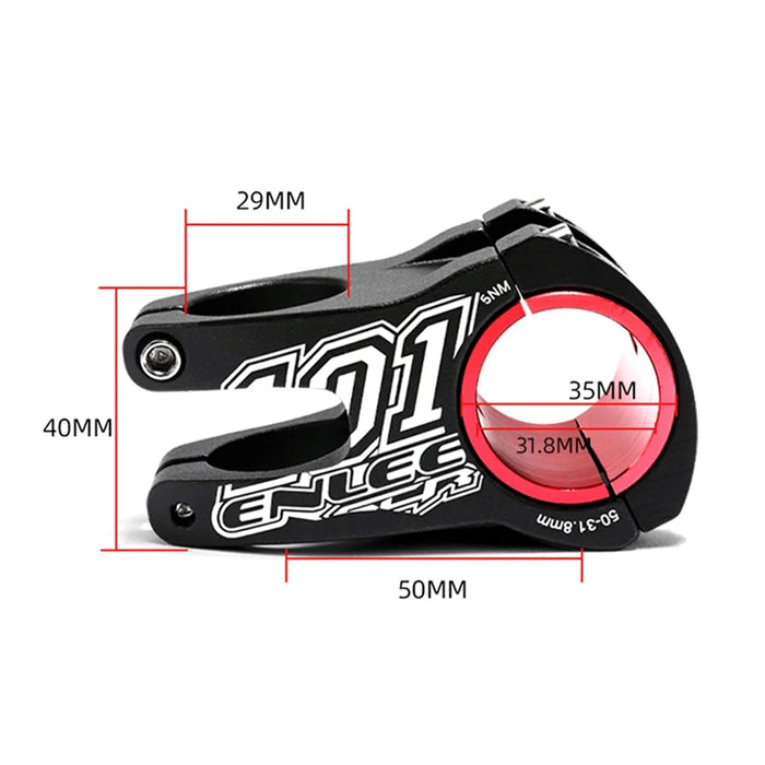ENLEE 31.8-35 x 50mm Aluminum Alloy Bike Stem Mountain Bike Hollow MTB Bicycle Short Handlebar Stems Heightening Stems Cycling Parts - Black - 5