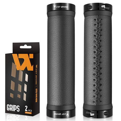 WEST BIKING YP0804065 One Pair Bike Handlebar Grip Cover Non-Slip Soft Leather Bicycle Handlebar Sleeve - 1