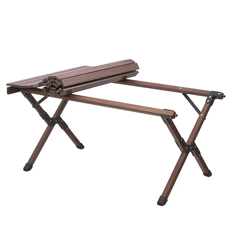 SHINETRIP A370-H0M 90cm Folding Camping Table Outdoor Portable Desk Beech Wood Barbecue Table (Black Walnut) - 7