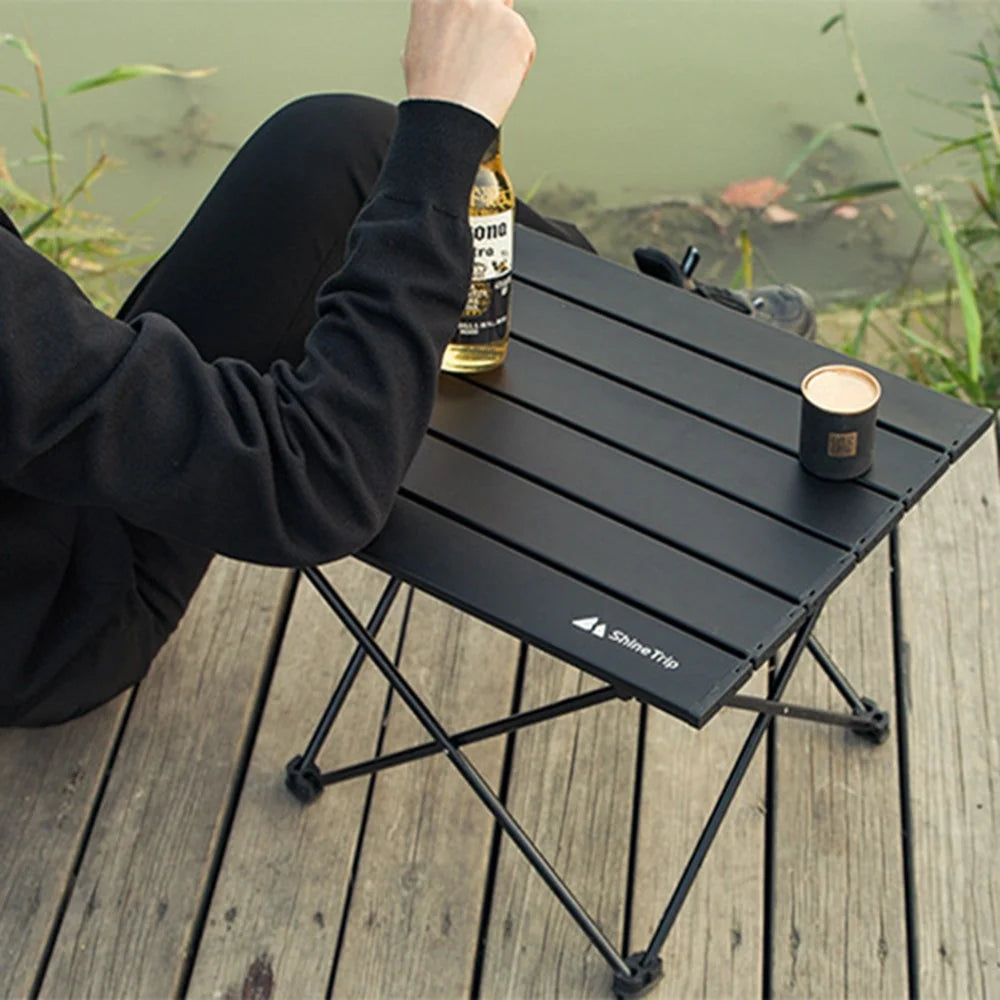 SHINETRIP A292-G0M Portable Foldable Table Outdoor Camping Picnic Aluminum Alloy Table Desk, Size M - Black - 5