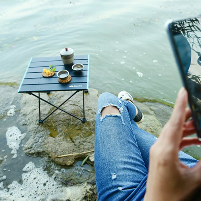 SHINETRIP A292-H0M Portable Folding Table Outdoor Picnic BBQ Aluminum Alloy Desk, Size M - Midnight Black - 7