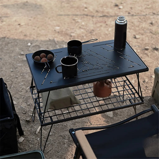 SHINETRIP A416-H00 Portable Camping Table Carbon Steel Folding Net Table for Outdoor Picnic BBQ, Black - 2