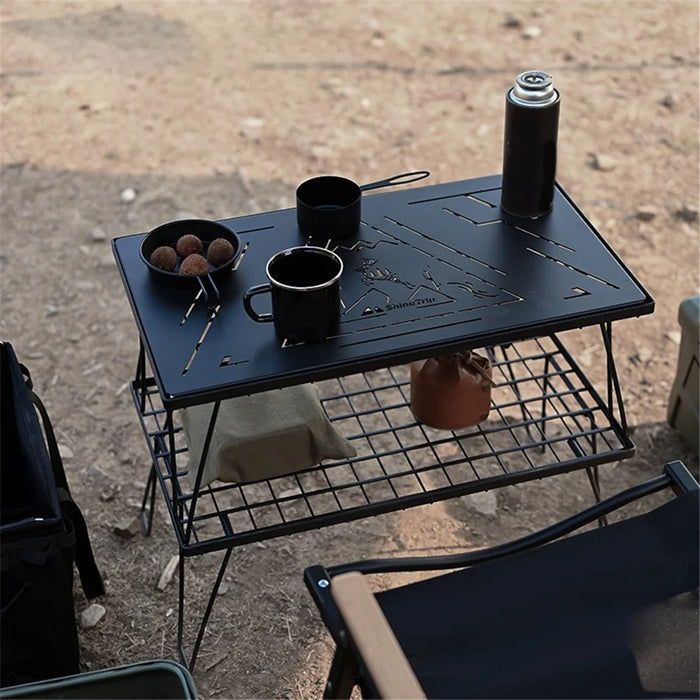 SHINETRIP A416-H00 Portable Camping Table Carbon Steel Folding Net Table for Outdoor Picnic BBQ, Black - 2
