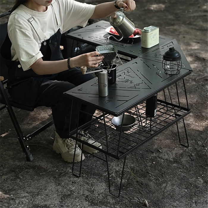 SHINETRIP A416-H00 Portable Camping Table Carbon Steel Folding Net Table for Outdoor Picnic BBQ, Black - 3