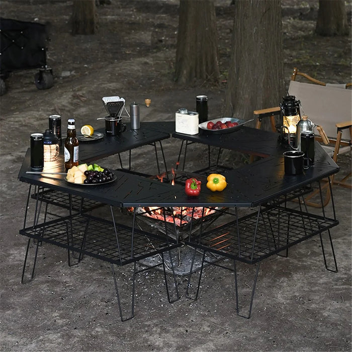 SHINETRIP A416-H00 Portable Camping Table Carbon Steel Folding Net Table for Outdoor Picnic BBQ, Black - 4