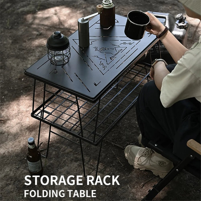 SHINETRIP A416-H00 Portable Camping Table Carbon Steel Folding Net Table for Outdoor Picnic BBQ, Black - 6