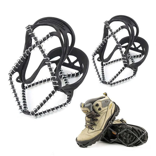 AOTU 1 Pair TPE + Stainless Steel Outdoor Ice Snow Ground Crampons Anti-skid Shoe Cover Chain Ice Cleats for 35-45 Shoe Size - 1