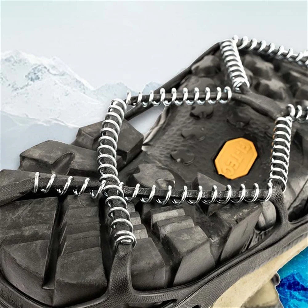 AOTU 1 Pair TPE + Stainless Steel Outdoor Ice Snow Ground Crampons Anti-skid Shoe Cover Chain Ice Cleats for 35-45 Shoe Size - 3