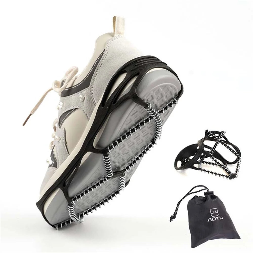 AOTU 1 Pair TPE + Stainless Steel Outdoor Ice Snow Ground Crampons Anti-skid Shoe Cover Chain Ice Cleats for 35-45 Shoe Size - 6