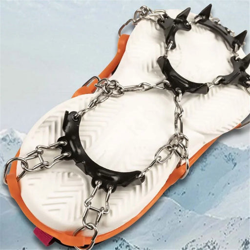 AOTU 1 Pair Teen Crampons Hiking Boots Ice Cleats Anti-Slip Snow Cleats with 11 Spikes (Suitable for Size 22-29) - 2