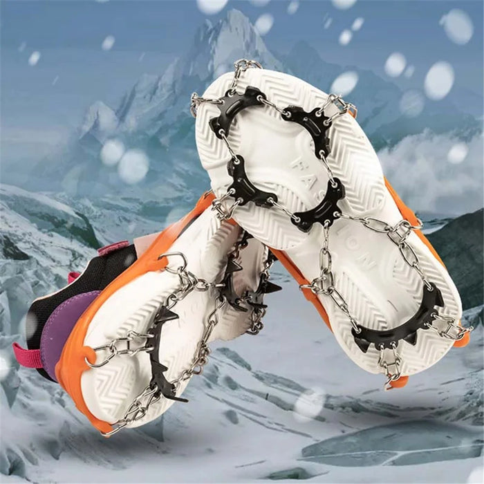 AOTU 1 Pair Teen Crampons Hiking Boots Ice Cleats Anti-Slip Snow Cleats with 11 Spikes (Suitable for Size 22-29) - 7