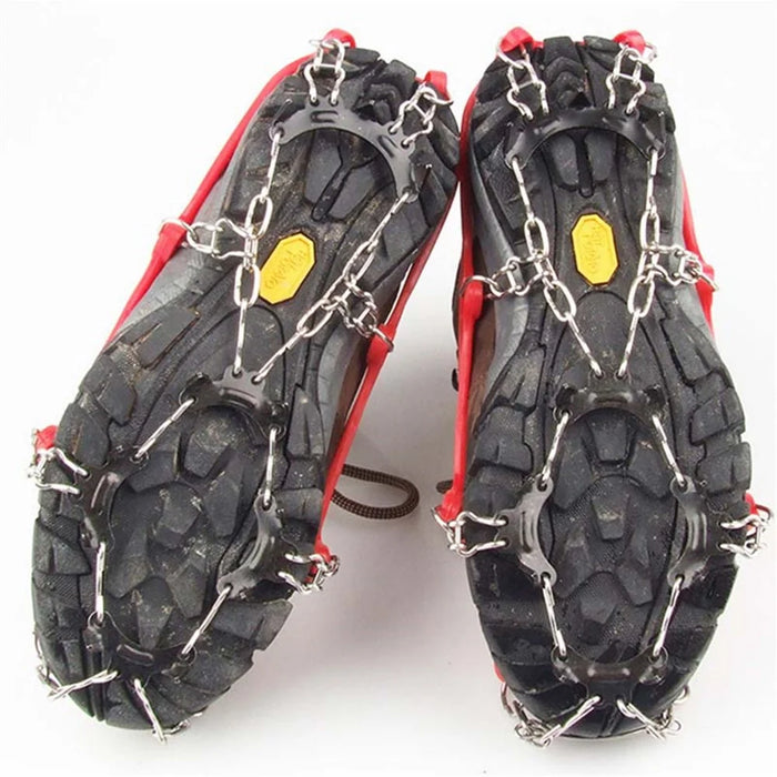 AOTU 1 Pair Outdoor Non-Slip Crampons 11 Spikes Skating Shoes Cover Ice Claws for Kids Children Teenagers (Suitable for Size 29-39) - 4