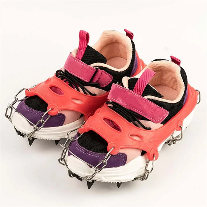 AOTU 1 Pair Outdoor Non-Slip Crampons 11 Spikes Skating Shoes Cover Ice Claws for Kids Children Teenagers (Suitable for Size 29-39) - 6