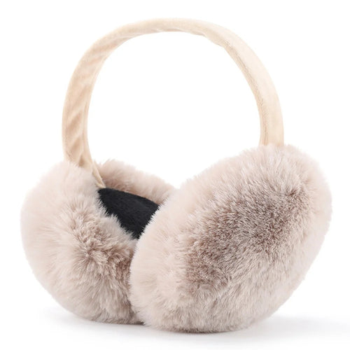 DEZ22 Ear Muffs Soft Plush+PP Cotton+Flexible Headband Ear Warmer Winter Outdoor Earmuff for Students Girls - Beige - 1