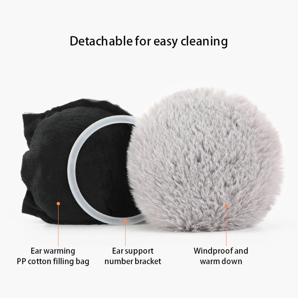 DEZ22 Ear Muffs Soft Plush+PP Cotton+Flexible Headband Ear Warmer Winter Outdoor Earmuff for Students Girls - Beige - 4