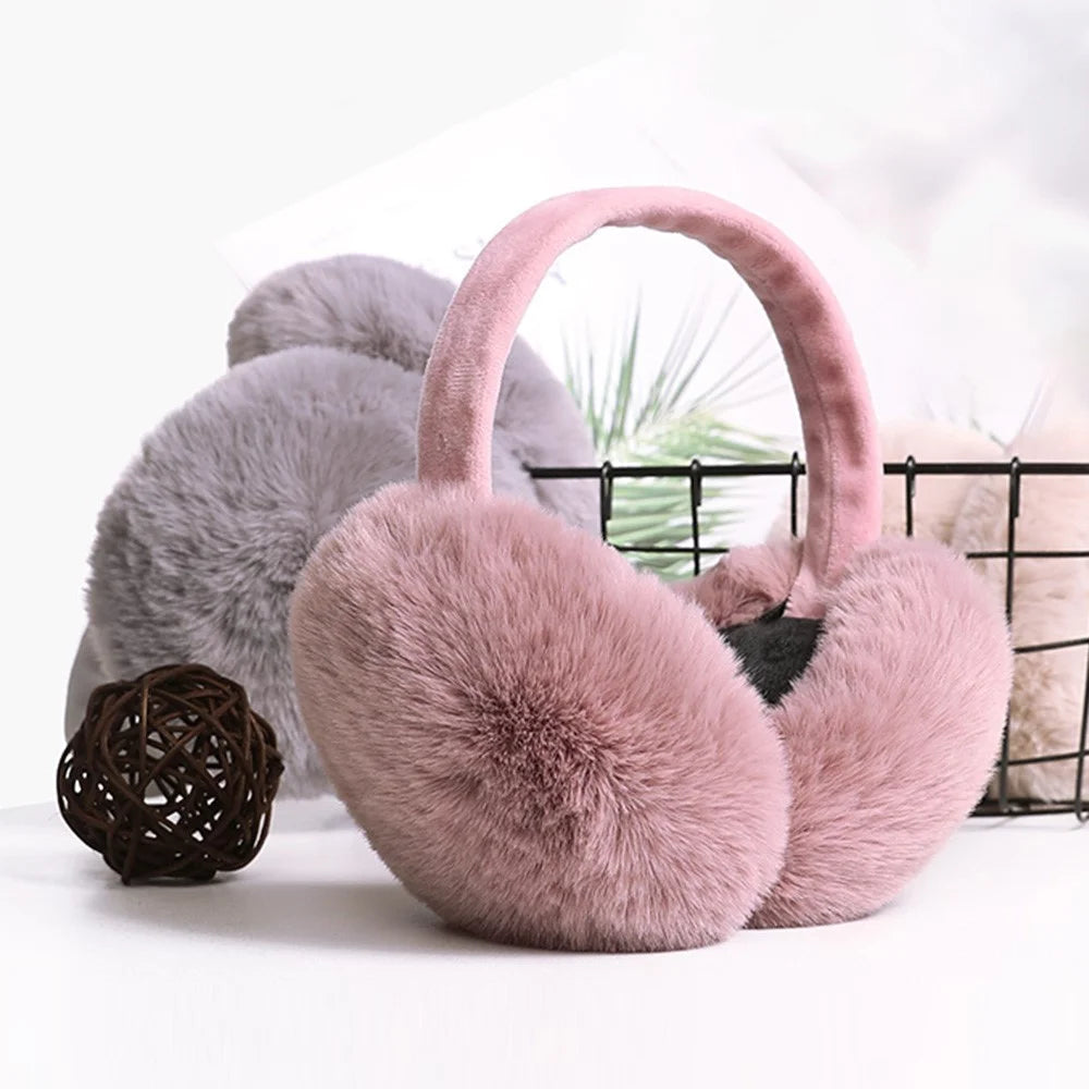 DEZ22 Ear Muffs Soft Plush+PP Cotton+Flexible Headband Ear Warmer Winter Outdoor Earmuff for Students Girls - Beige - 6