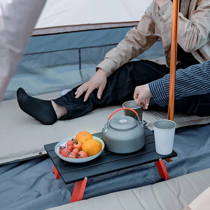 AOTU Outdoor Camping Mini Table Aluminum Alloy Ultra-light Foldable Portable Desk Table - Black Red - 4