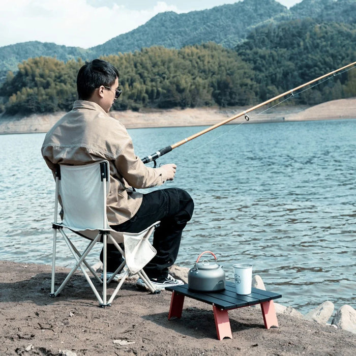 AOTU Outdoor Camping Mini Table Aluminum Alloy Ultra-light Foldable Portable Desk Table - Black Red - 6