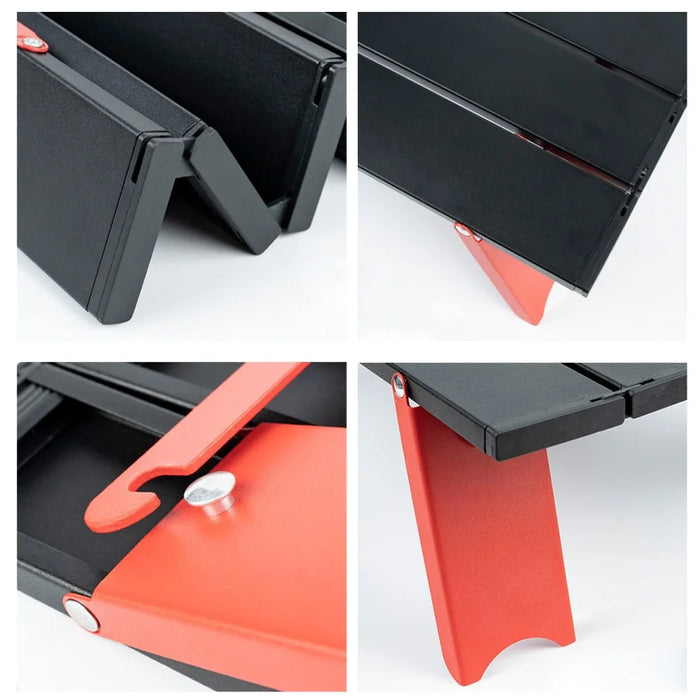 AOTU Outdoor Camping Mini Table Aluminum Alloy Ultra-light Foldable Portable Desk Table - Black Red - 7