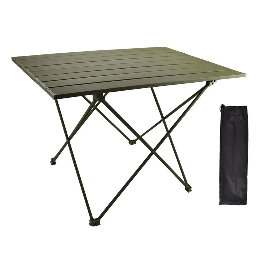 HALIN 68.5x45.5x46.5cm Outdoor Picnic BBQ Folding Table Aluminum Alloy Portable Folding Desk Table, Size L - Green - 1