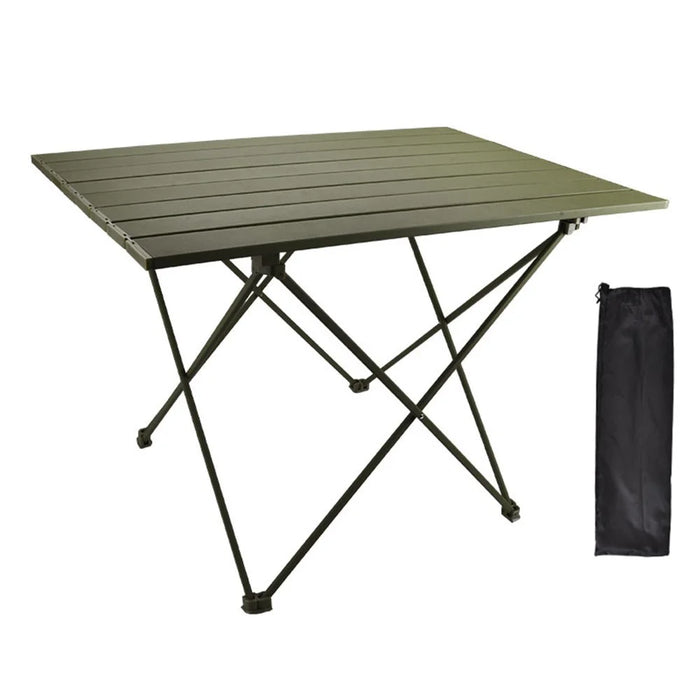 HALIN 68.5x45.5x46.5cm Outdoor Picnic BBQ Folding Table Aluminum Alloy Portable Folding Desk Table, Size L - Green - 1
