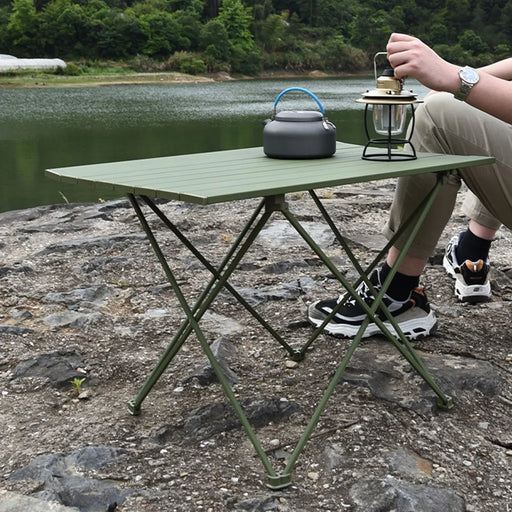 HALIN 39.5x34x32.5cm Folding Table Aluminum Alloy Desk Table for Outdoor Camping BBQ, Size S - Green - 2