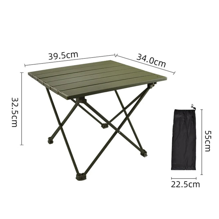 HALIN 39.5x34x32.5cm Folding Table Aluminum Alloy Desk Table for Outdoor Camping BBQ, Size S - Green - 7