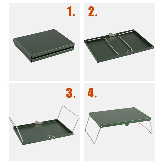 HALIN Aluminum Alloy Mini Folding Table Outdoor Camping Picnic BBQ Portable Table - Black - 4