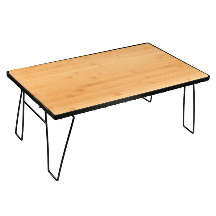 HALIN Outdoor Camping Folding Net Table Bamboo Board Desk with Iron Frame for Barbecue - 1