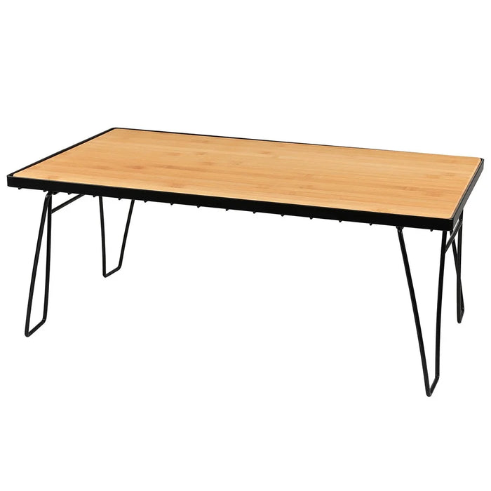 HALIN Outdoor Camping Folding Net Table Bamboo Board Desk with Iron Frame for Barbecue - 3